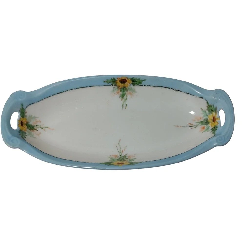 Antique‎ RS Reinhold Schlegelmilch Dish Germany Pickle Celery Oblong Floral SEE